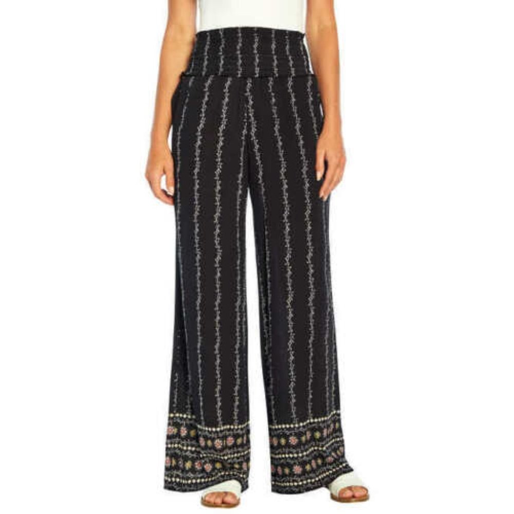 NWT Three Dots Printed Wide Leg Boho Pants Size M